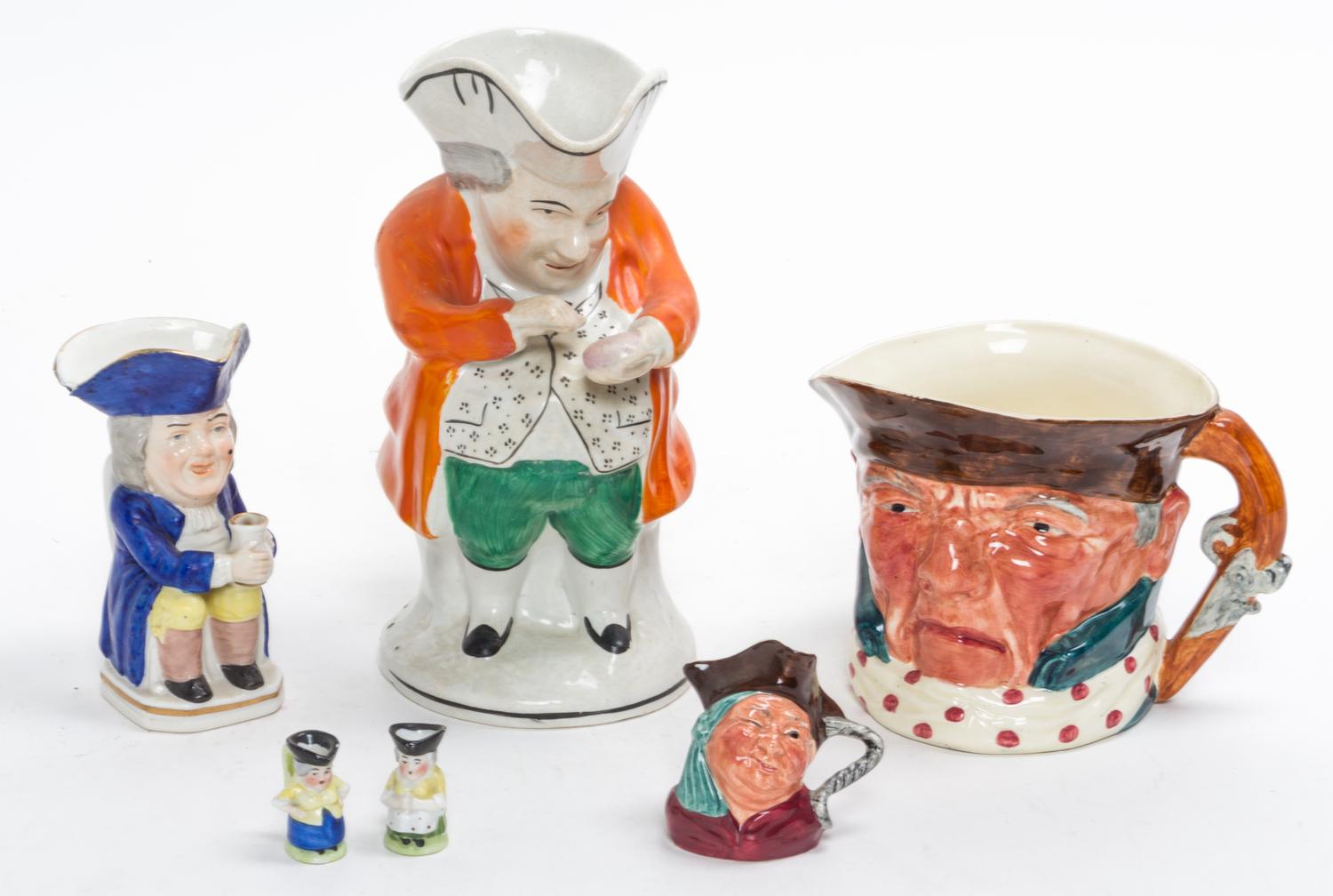 Six English Toby Jugs Height of tallest 9 inches. — 20TH CENTURY