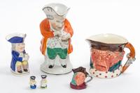 Six English Toby Jugs Height of tallest 9 inches. — 20TH CENTURY