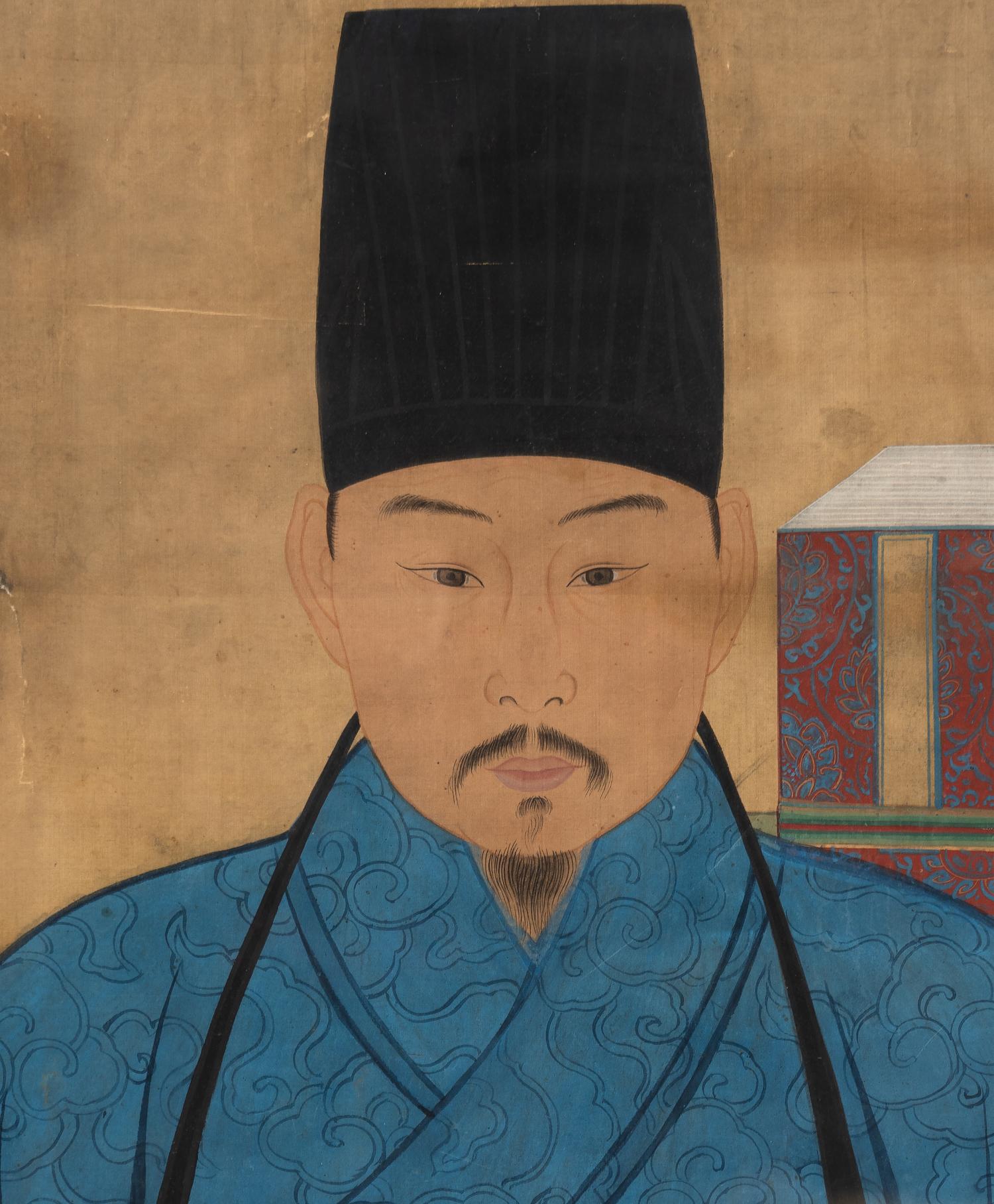 A Large Chinese Ancestor Portrait, 17th Century 明晚期 祖先像