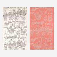Saul Steinberg (Romanian-American, 1914-1999) "Views of Paris": Group of Two Wallpaper Rolls, Piazza Prints Inc., New York, Designed 1946, the Present Lot 1952