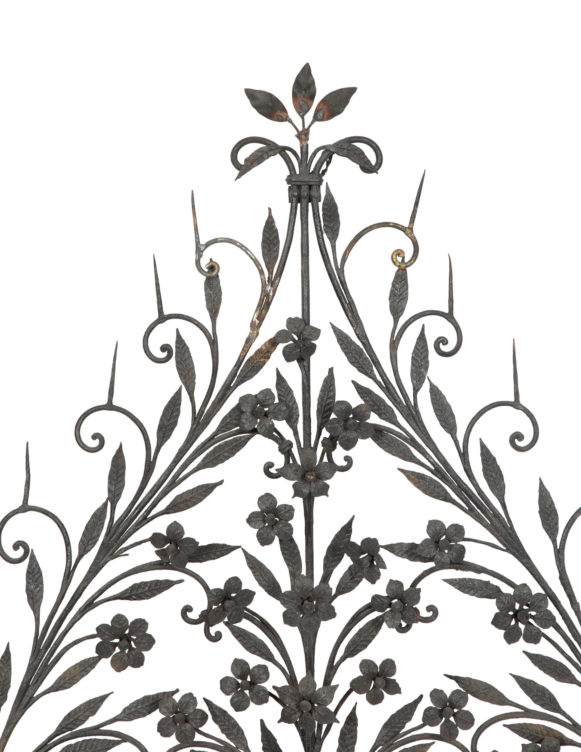 A Mizner Wrought Iron Floral and Foliate Wall Sconce