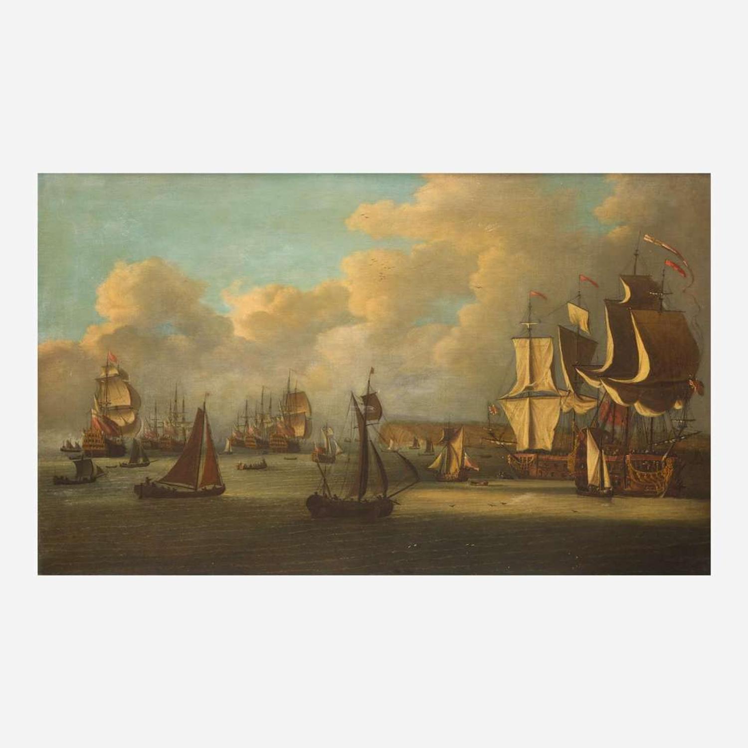 Peter Monamy (British, 1689–1749) War of the Spanish Succession, 1702-1713, The Fleet Under Admiral Sir George Rooke, Assembling and Victualling in the Downs at the Outbreak of War – September 1702