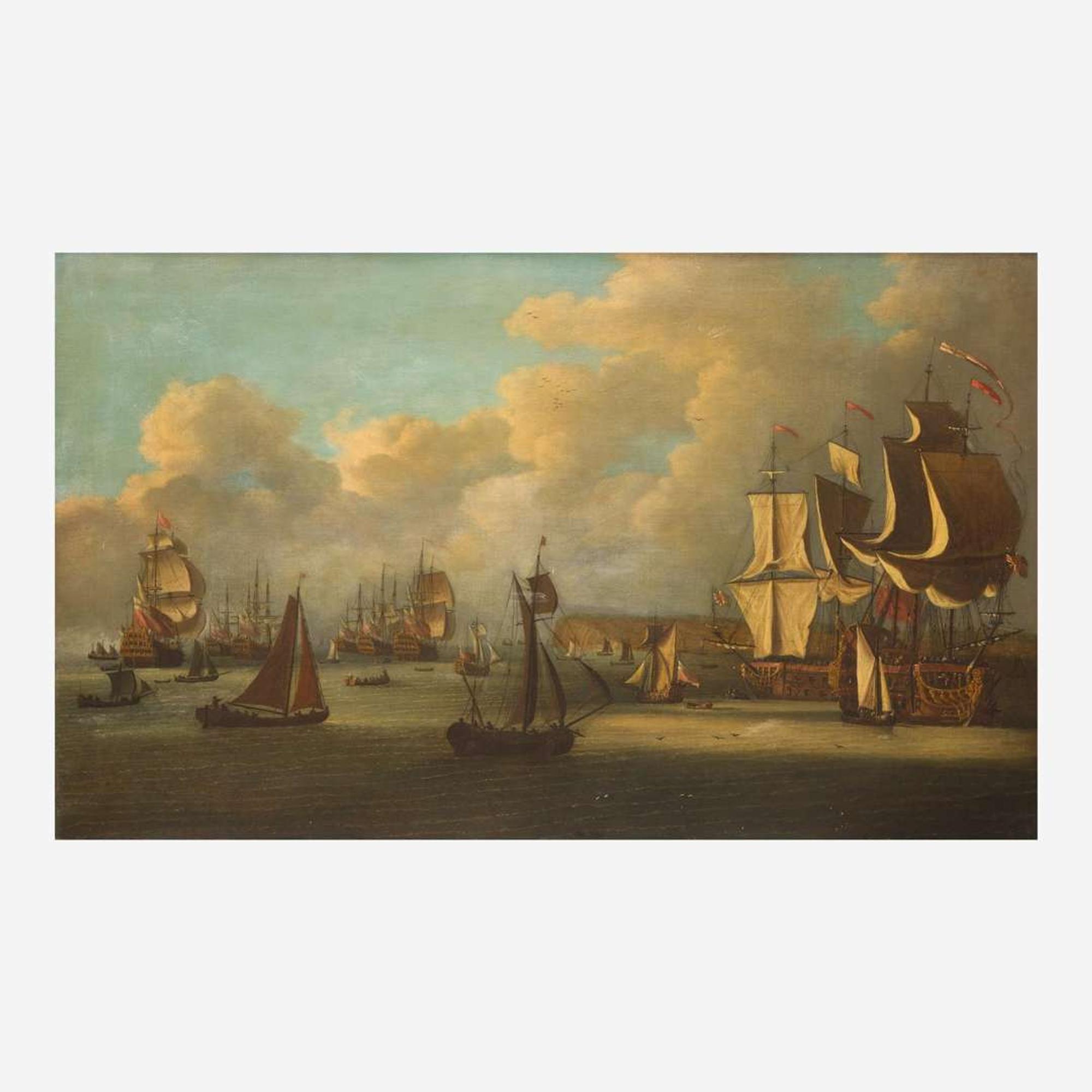 Peter Monamy (British, 1689–1749) War of the Spanish Succession, 1702-1713, The Fleet Under Admiral Sir George Rooke, Assembling and Victualling in the Downs at the Outbreak of War – September 1702