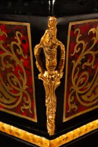 A Pair of Louis XVI Style Boulle Marquetry Marble-Top Pedestals