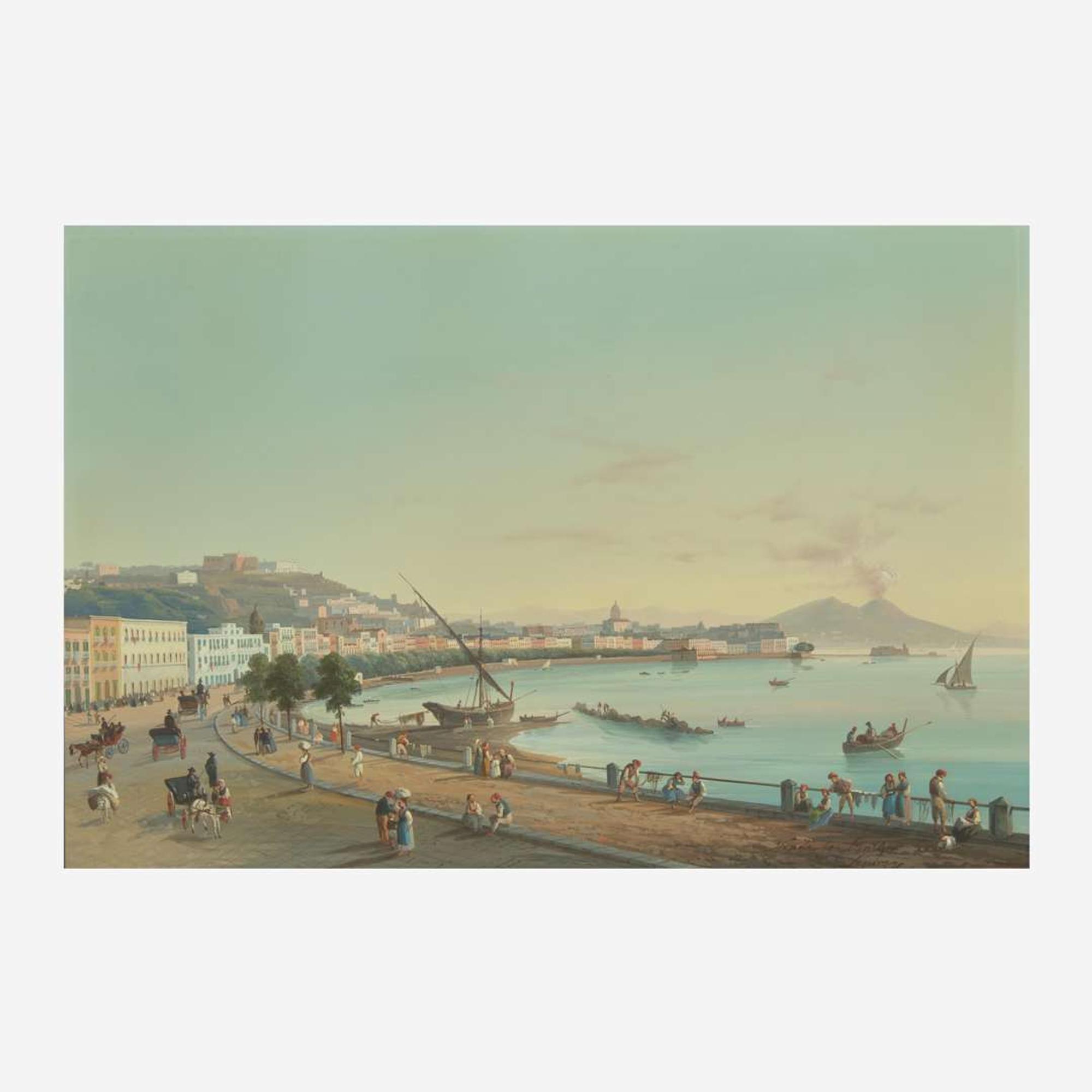 Pasto LaPira (Italian, 19th Century) Naples from Posillipo; together with View of Naples (A Pair)