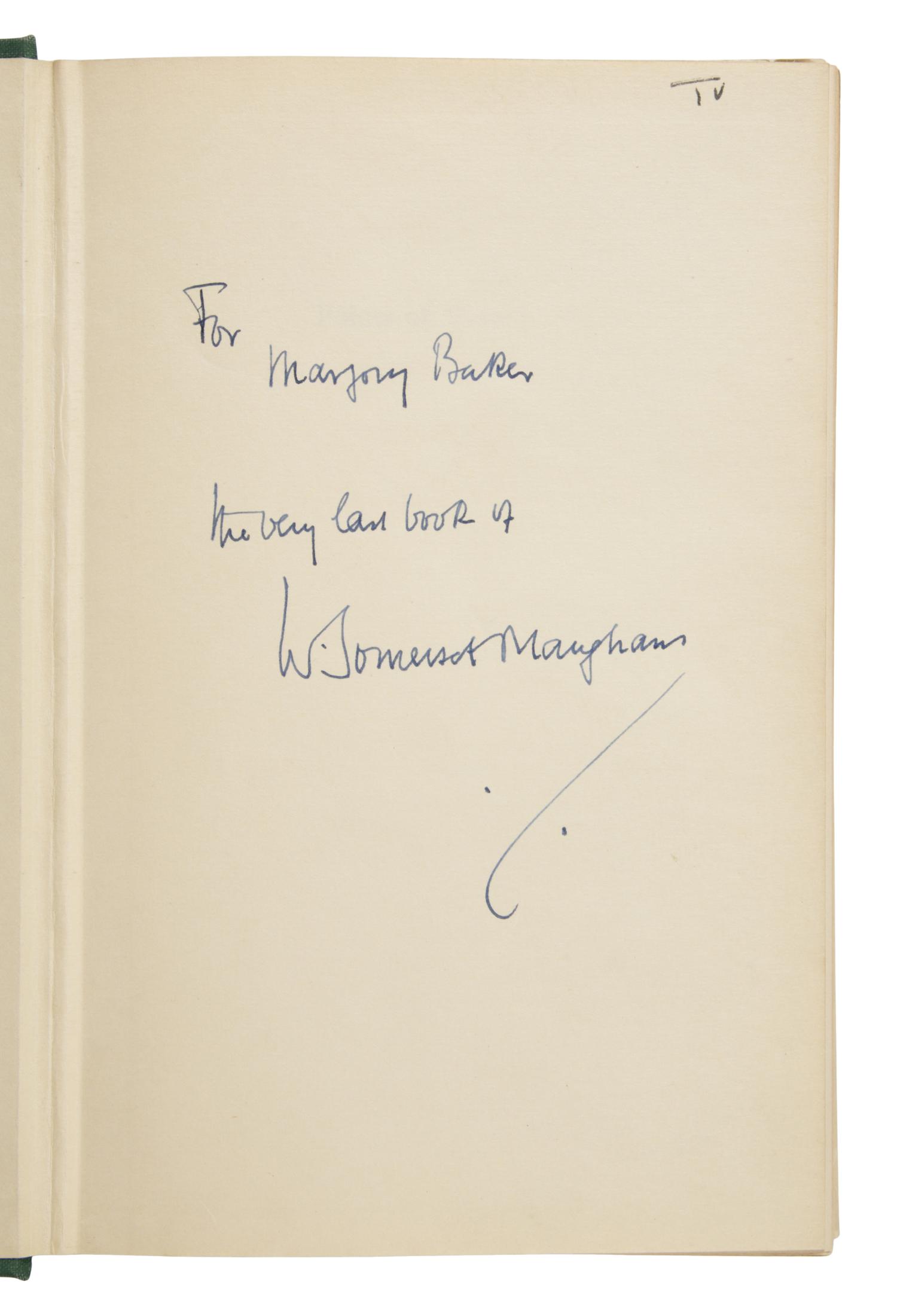 [Maugham, W. Somerset]. A group of 42 non-fiction titles and contributions by or about Maugham, several signed or inscribed, including: