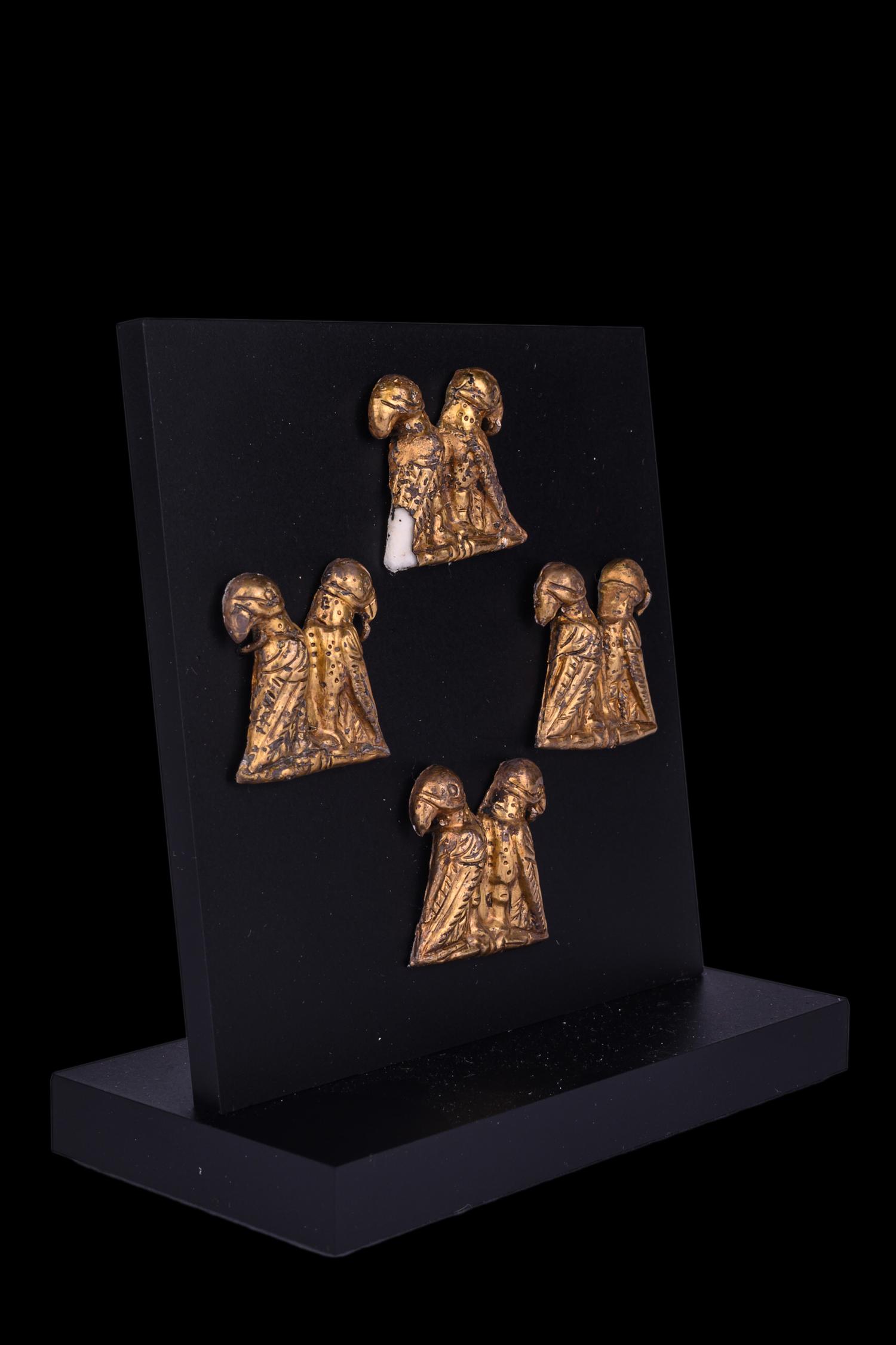 Four Thracian Gilt-Silver Double Eagle Plaques