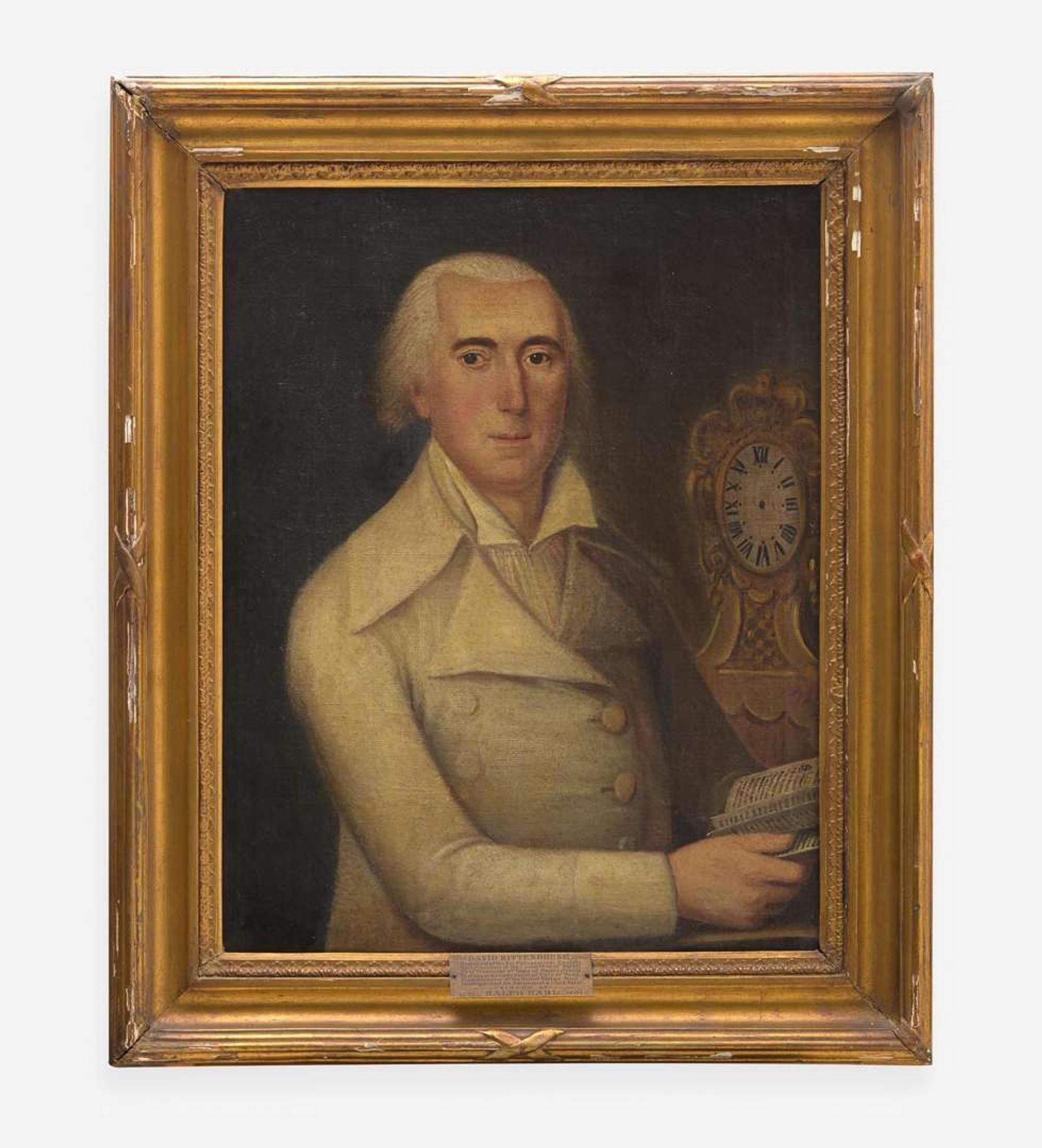 Ralph Eleaser Whiteside Earl (1788-1838) Portrait of David Rittenhouse (1732-1796) with Clock and Book
