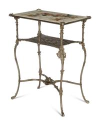 A Belle Epoque Cast Iron Side Table with Inset Tile Top