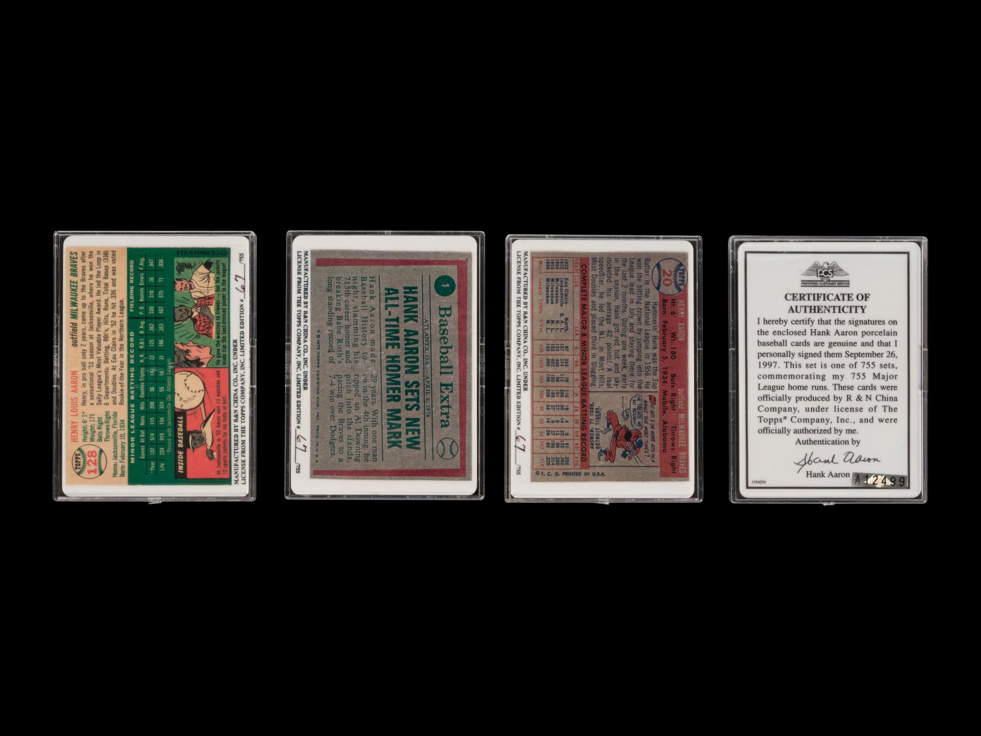 A Hank Aaron Signature Series Set of Signed Autograph Baseball Cards,