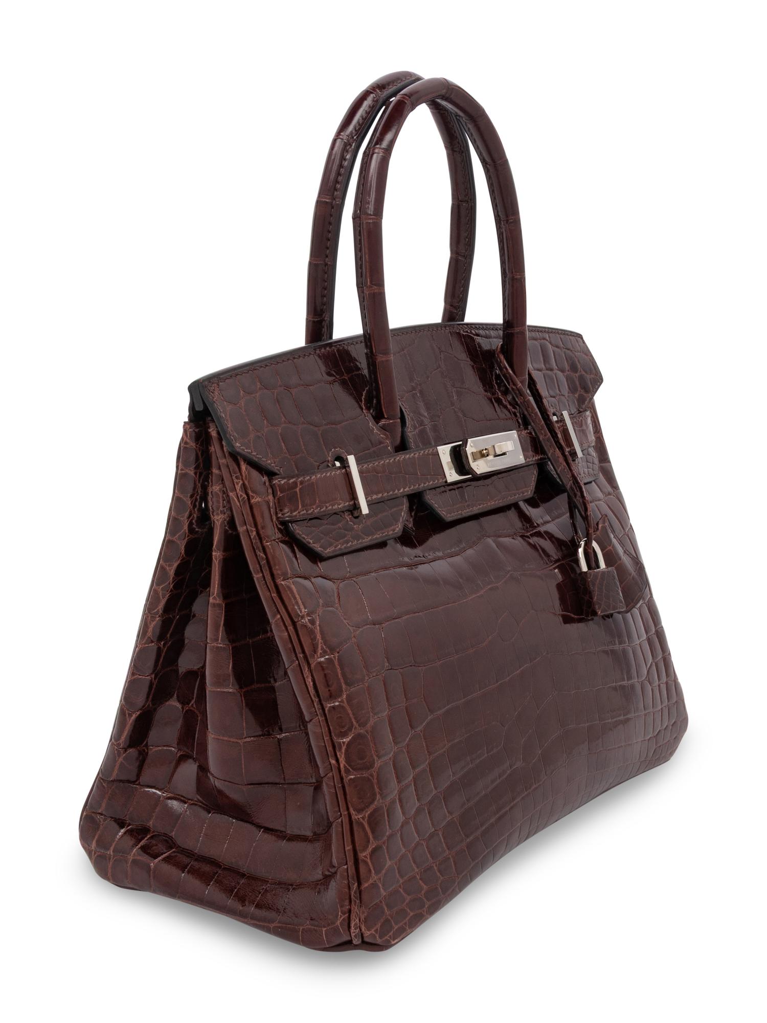 HERMÈS, BIRKIN 30 IN SHINY BROWN CROCODILE