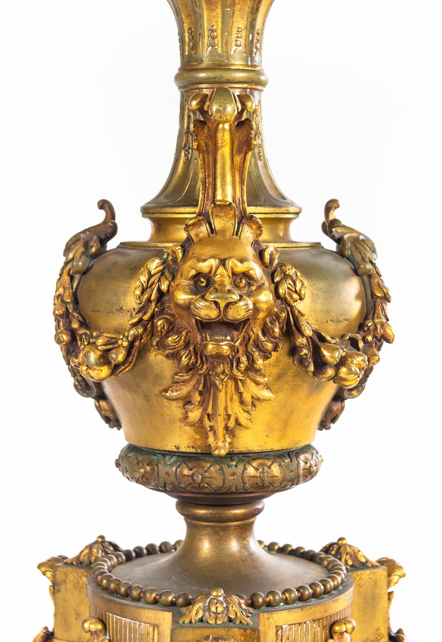 A Pair of Neoclassical Gilt Bronze Pedestals