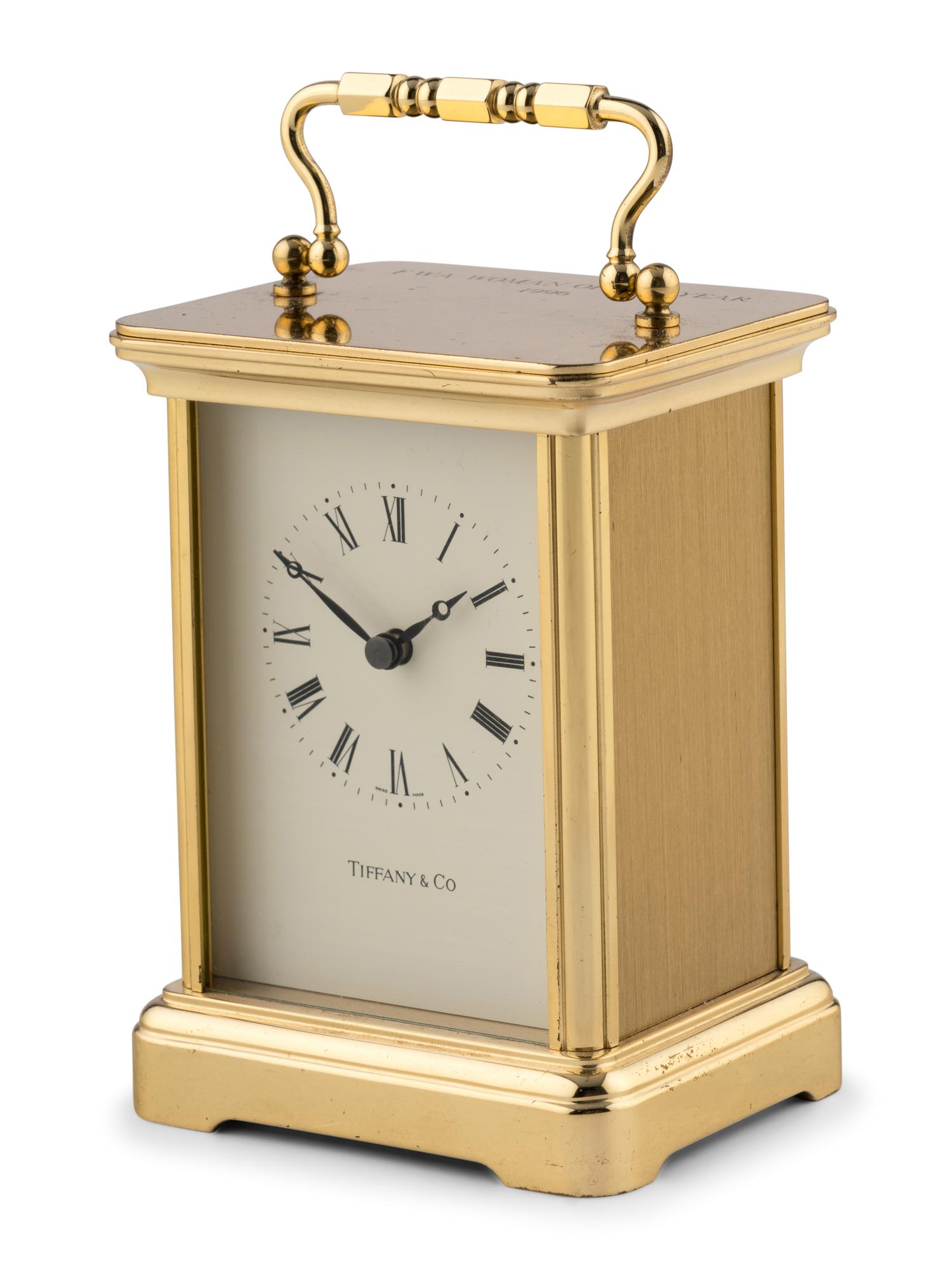 A Tiffany and Co. Brass Presentation Carriage Clock
