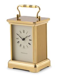 A Tiffany and Co. Brass Presentation Carriage Clock