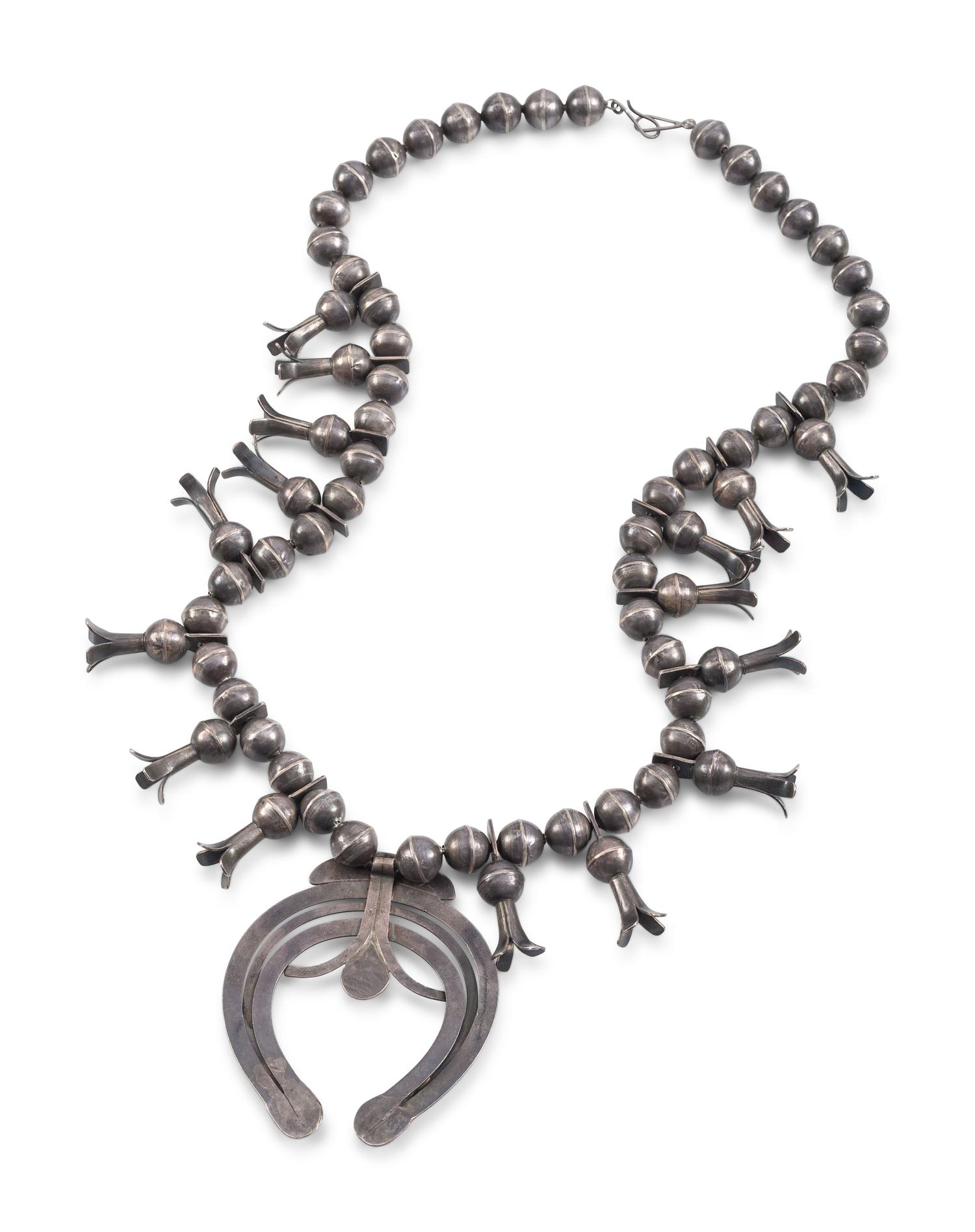 Navajo Silver Squash Blossom Necklace