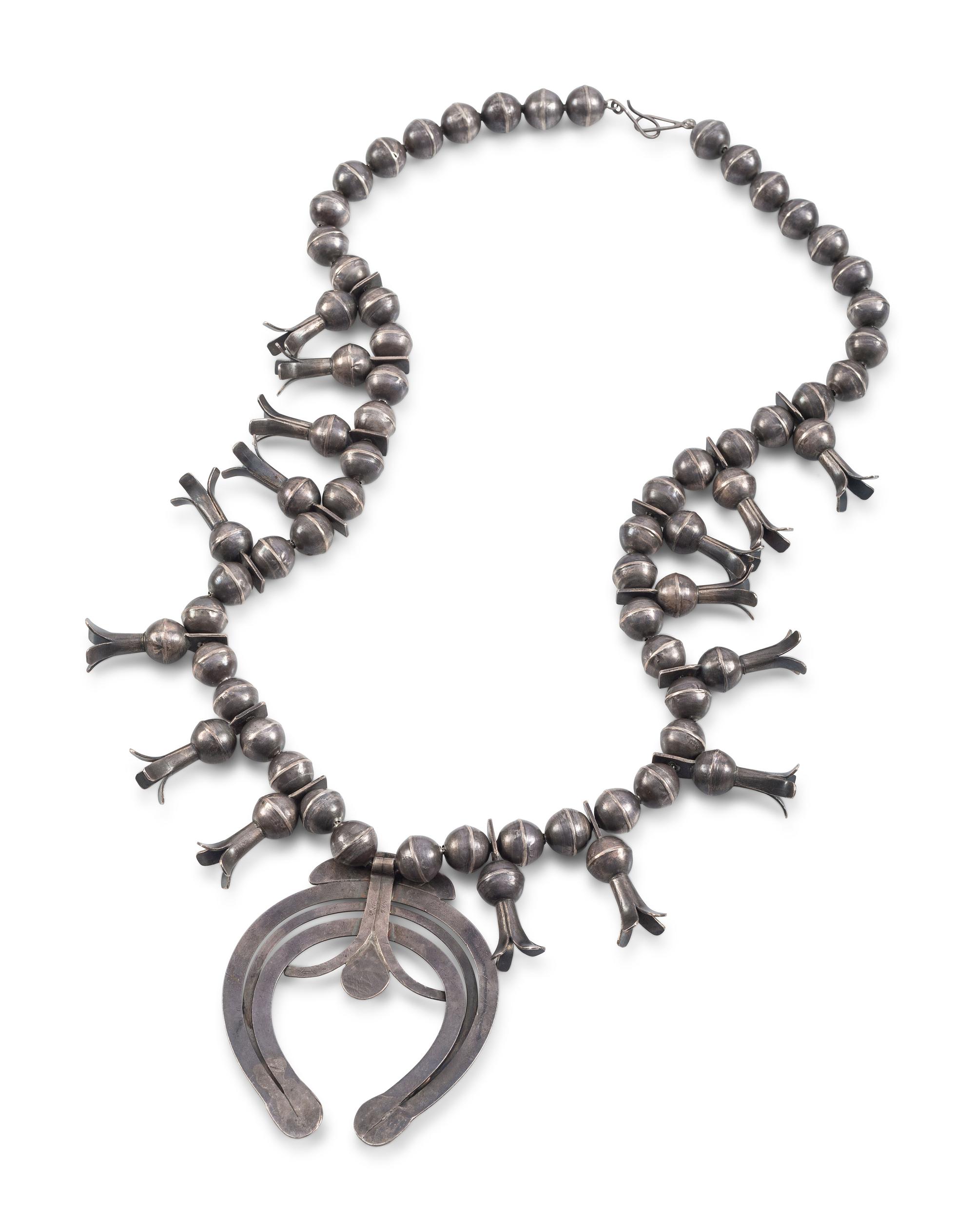 Navajo Silver Squash Blossom Necklace