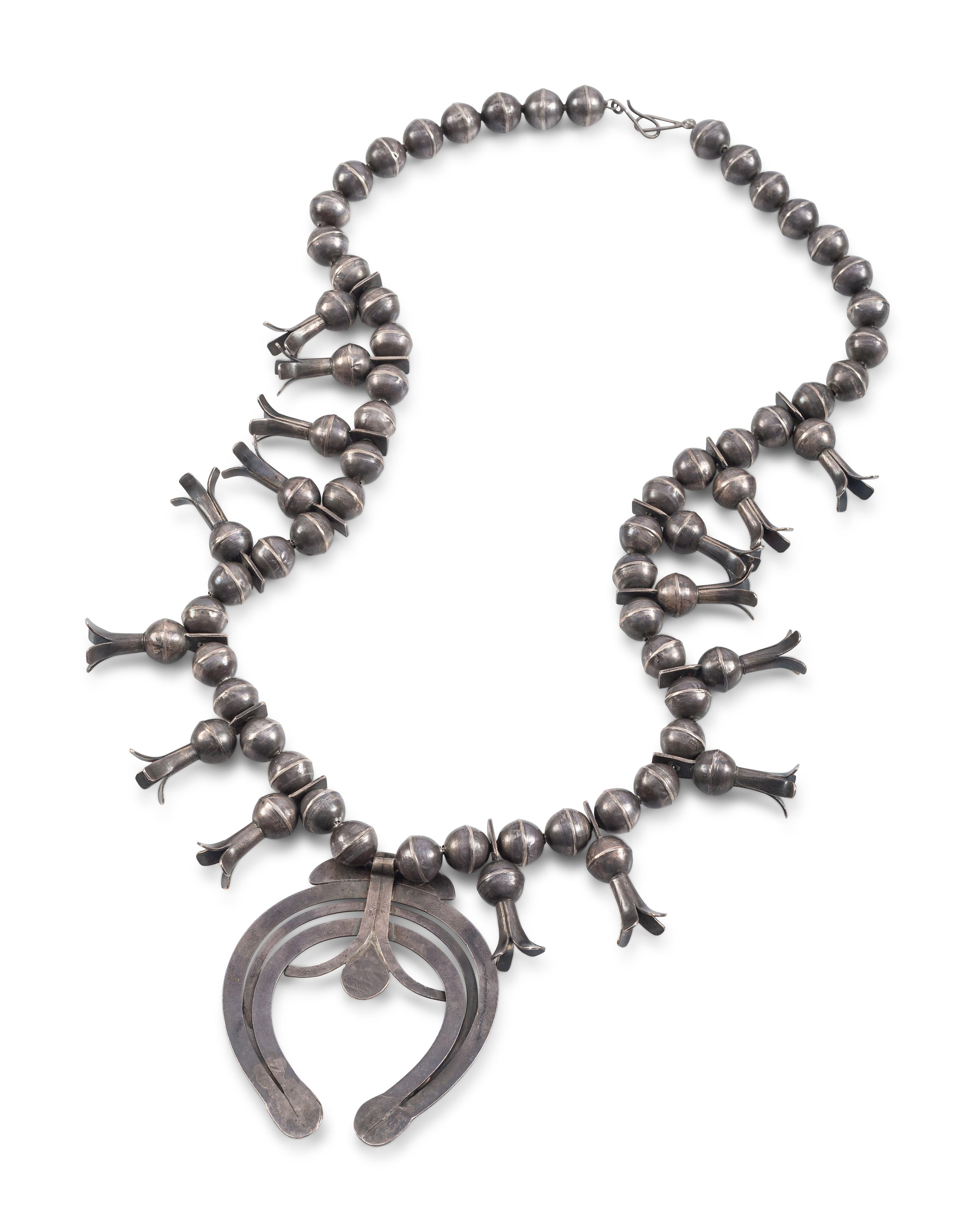 Navajo Silver Squash Blossom Necklace