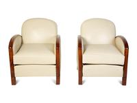 A Pair of Art Deco Rosewood and Leather Lounge Chairs — 20TH CENTURY