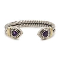 DAVID YURMAN, STERLING SILVER, YELLOW GOLD AND AMETHYST 'DOUBLE CABLE HEART' CUFF BRACELET