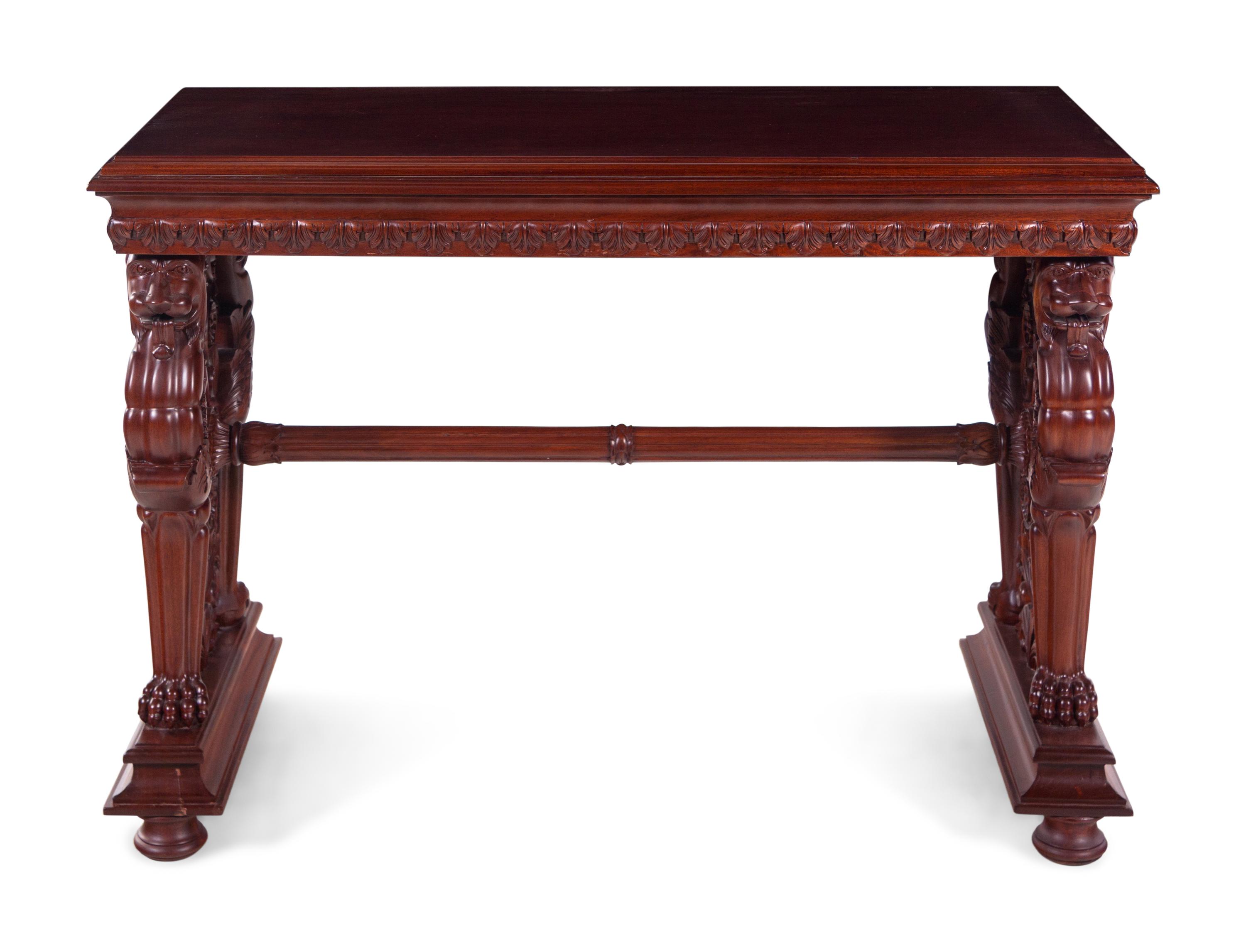 A Renaissance Revival Style Walnut Side Table