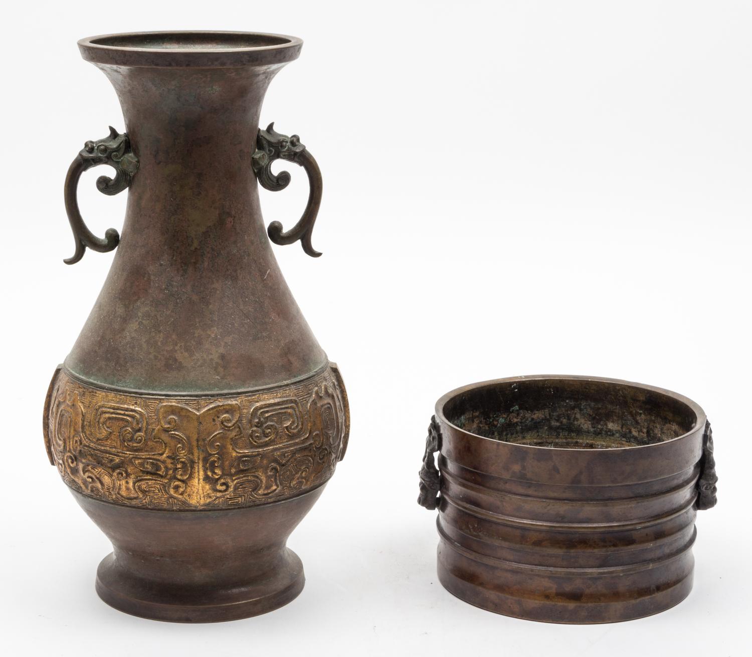 Two Bronze Articles Height 12 inches.