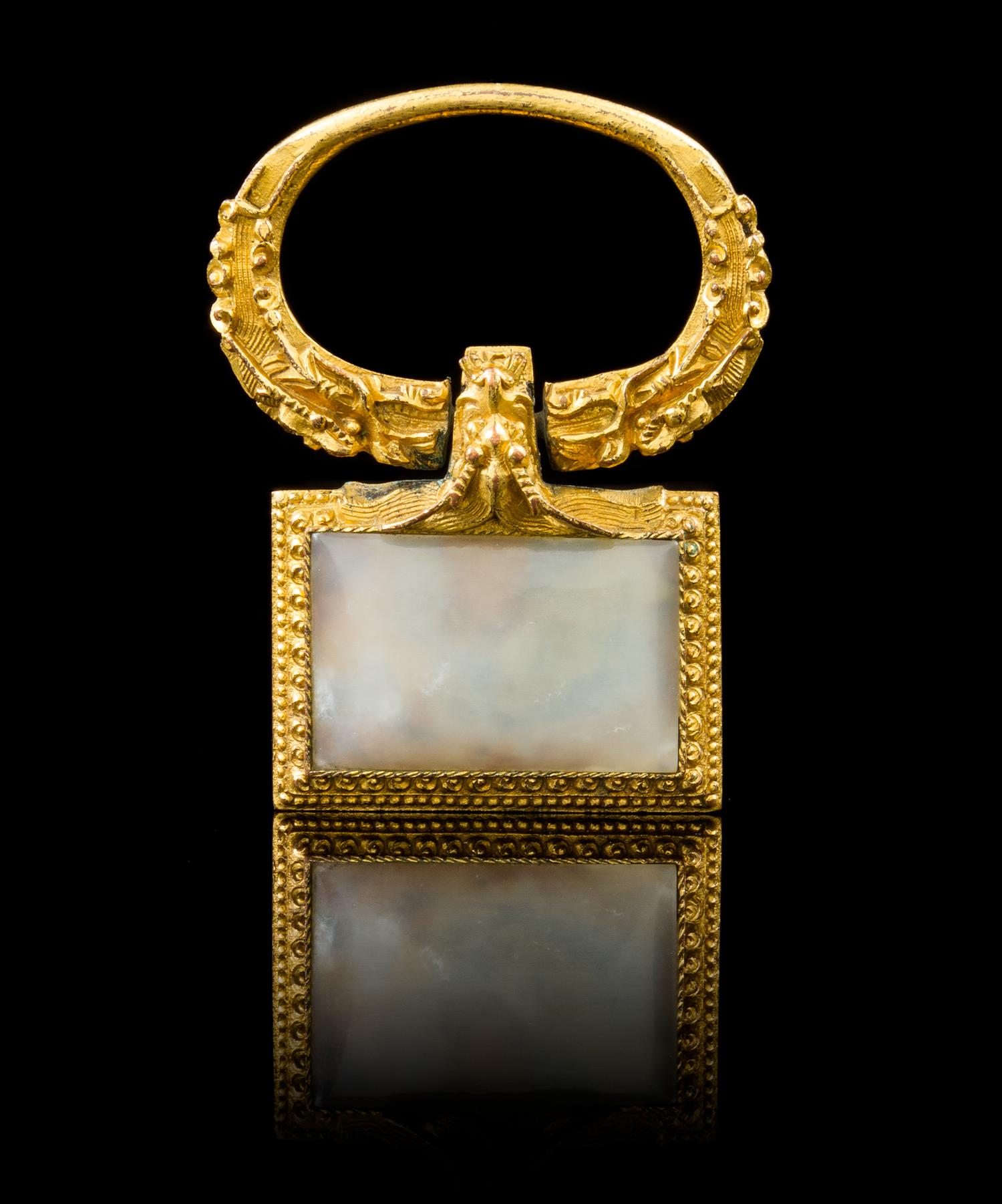 A Chinese Gilt Bronze Dragon Sword Hanger 18TH CENTURY Length 2 1/2 x width 2 inches. — 18TH CENTURY