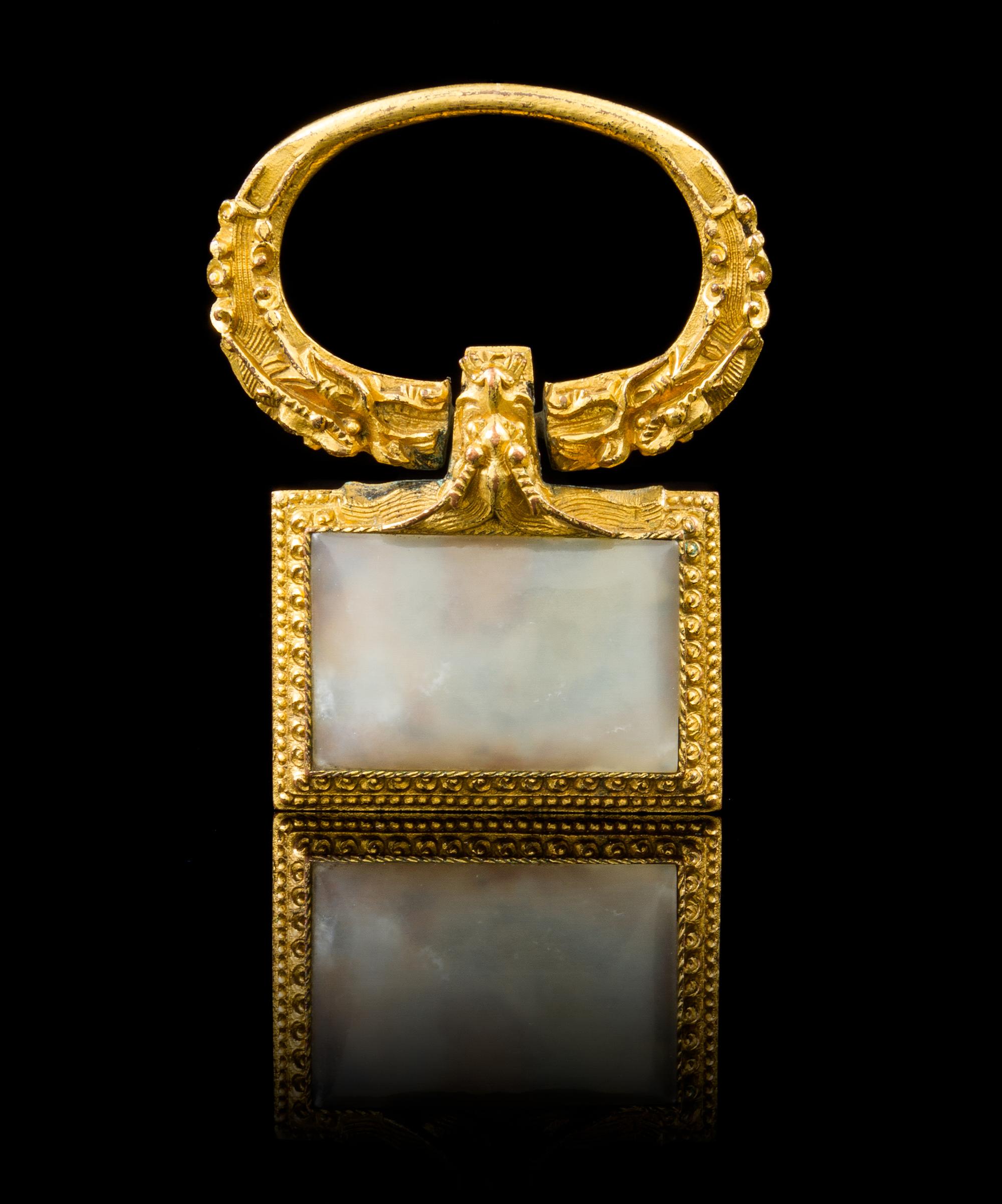 A Chinese Gilt Bronze Dragon Sword Hanger 18TH CENTURY Length 2 1/2 x width 2 inches. — 18TH CENTURY