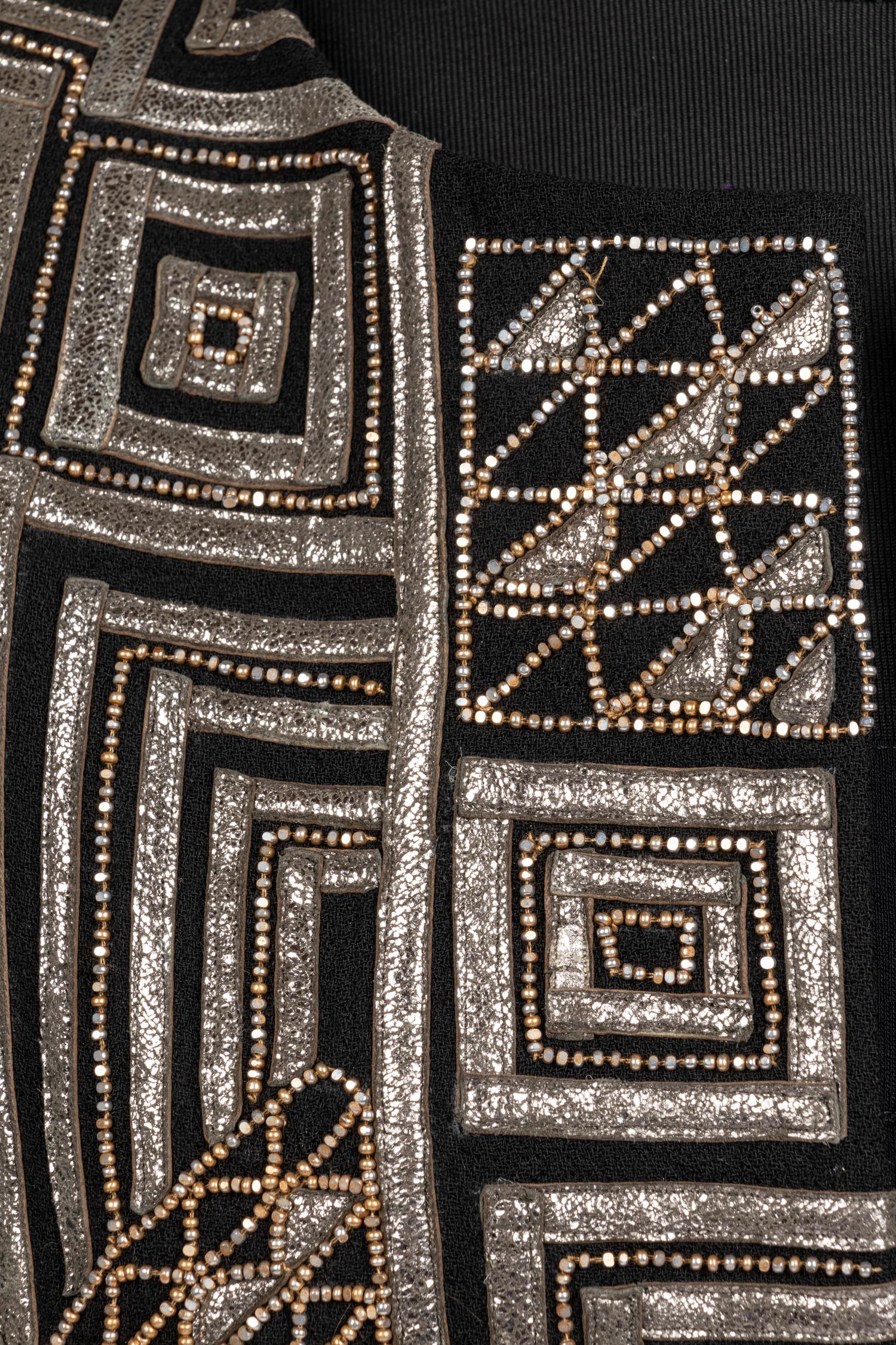 Oscar de la Renta Coat With Leather & Bead Trim, Fall 2010