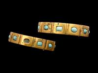 A Pair of Bactrian Gold and Turquoise Bracelets
