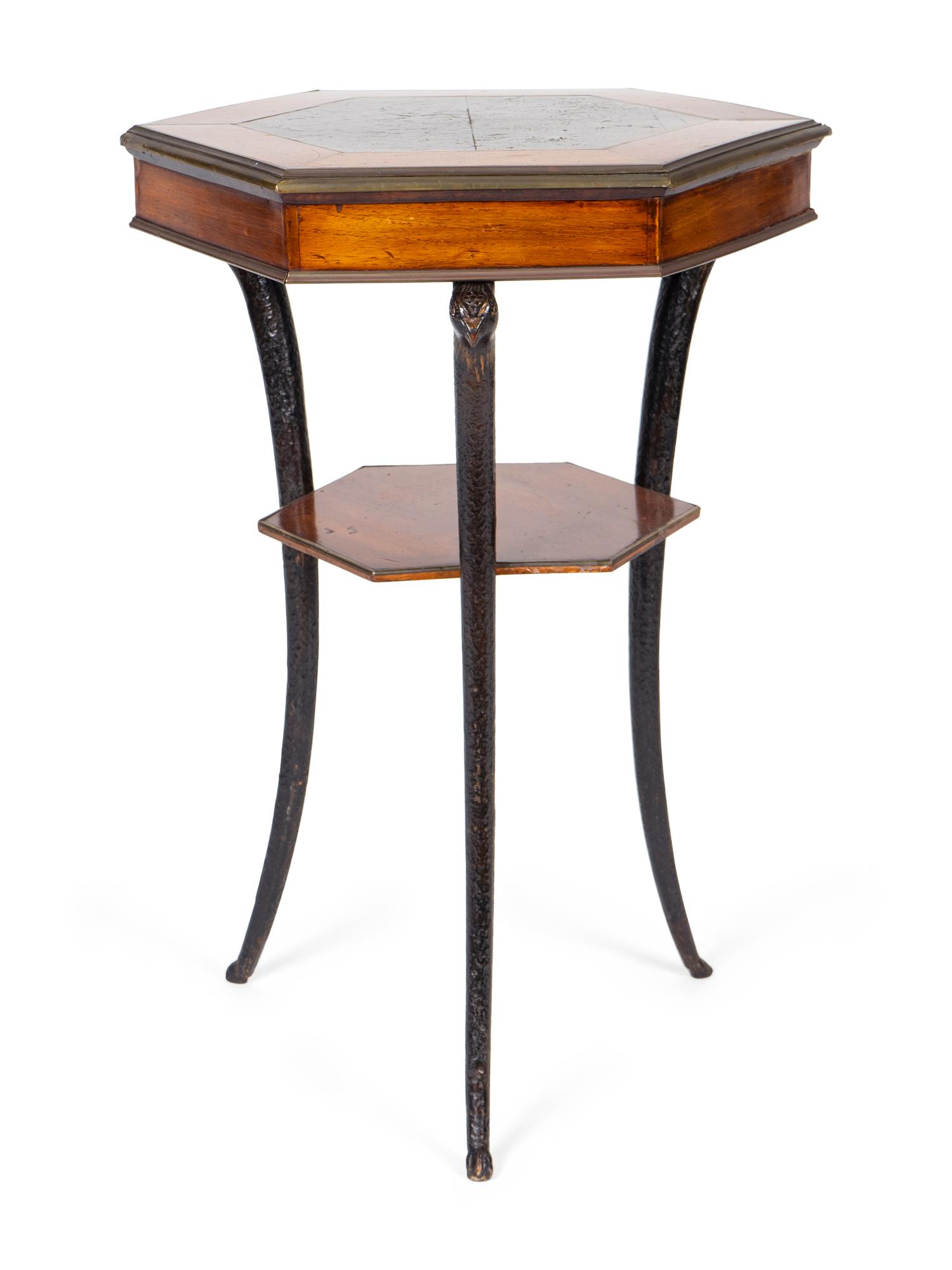 A Neoclassical Brass Mounted Walnut Hexagonal Table — 19TH CENTURY