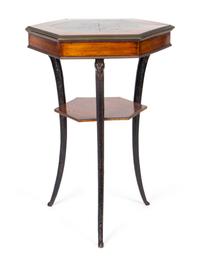 A Neoclassical Brass Mounted Walnut Hexagonal Table — 19TH CENTURY