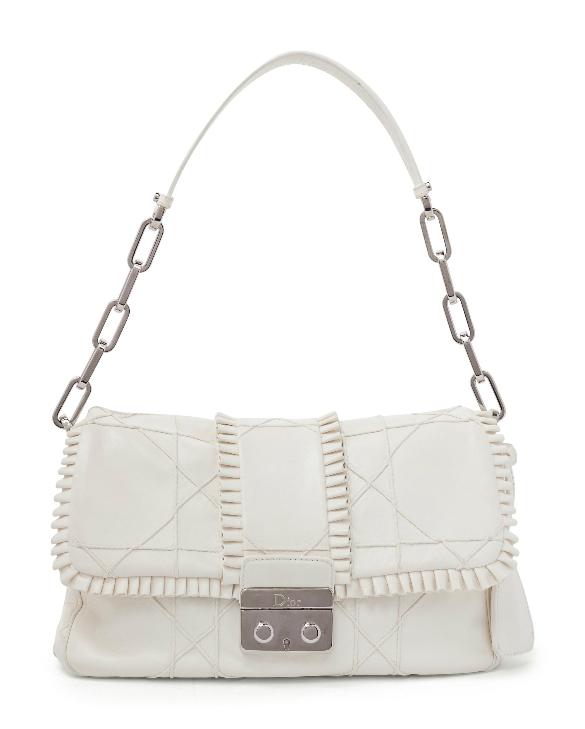 Christian Dior White Ruffle Flap Bag, 2009