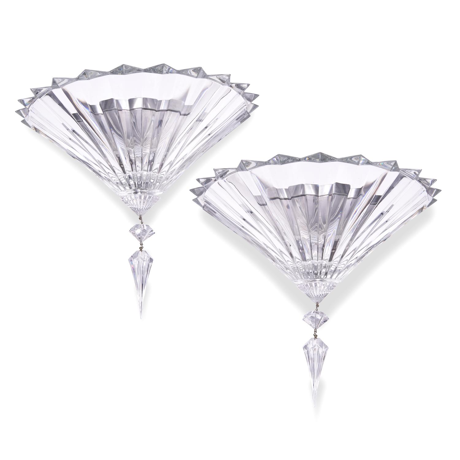 A Pair of Baccarat Mille Nuits Cut Glass Sconces