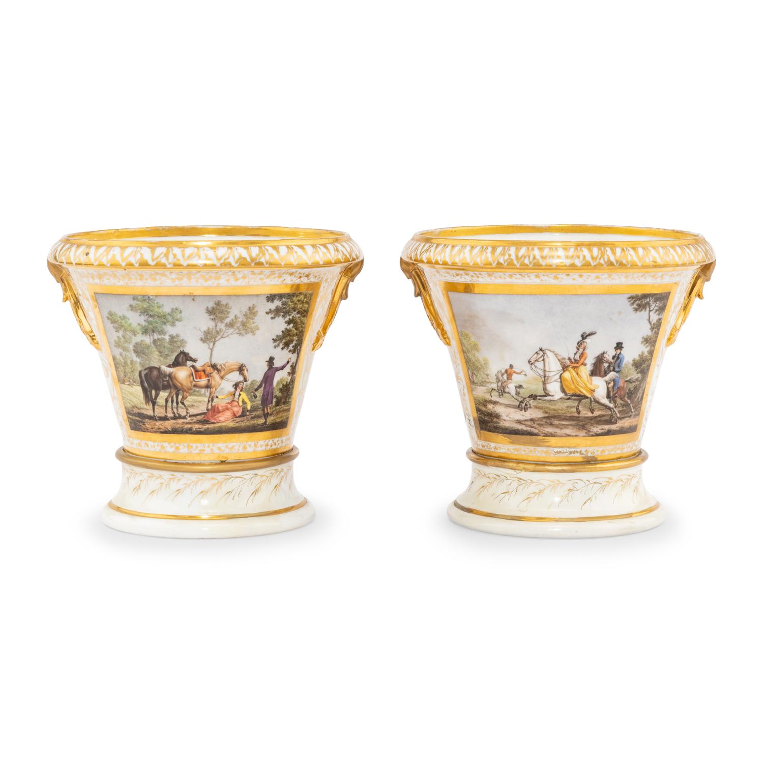 A Pair of Continental Porcelain Jardinieres