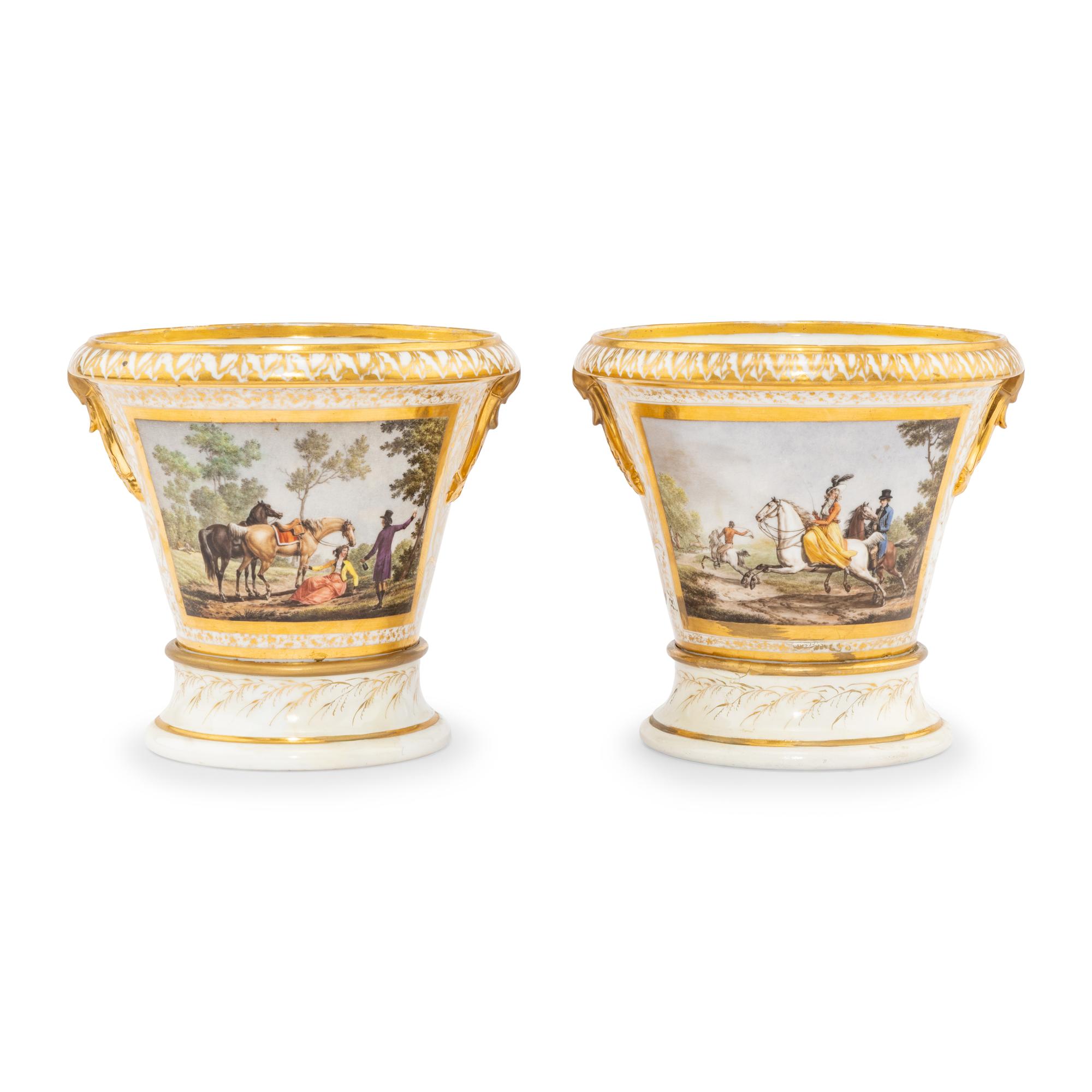 A Pair of Continental Porcelain Jardinieres