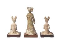 A Pair of Chinese Pottery Musicians and a Court Lady