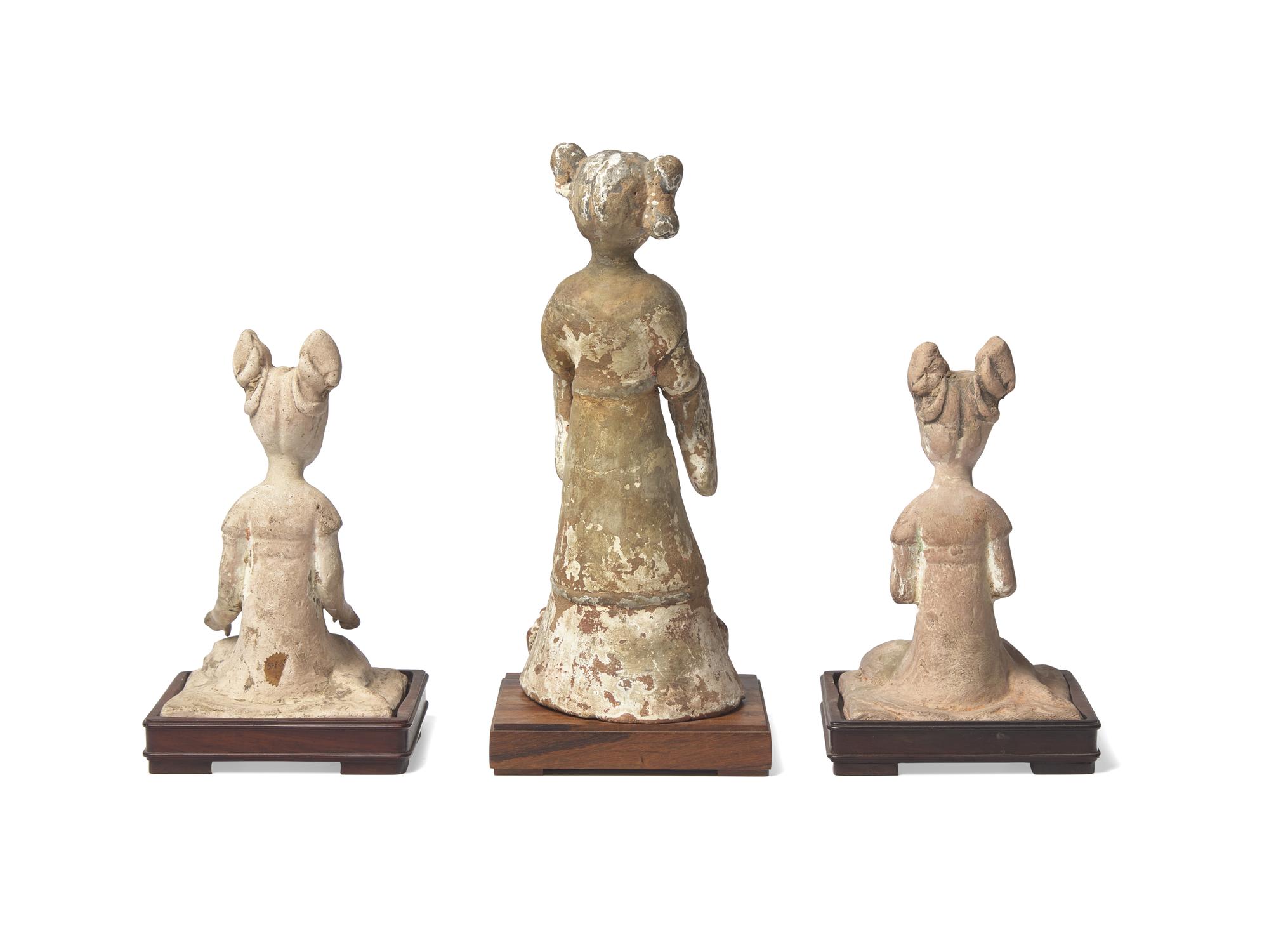 A Pair of Chinese Pottery Musicians and a Court Lady