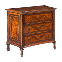 A Continental Part-Ebonized Burl Walnut Secretary Commode
