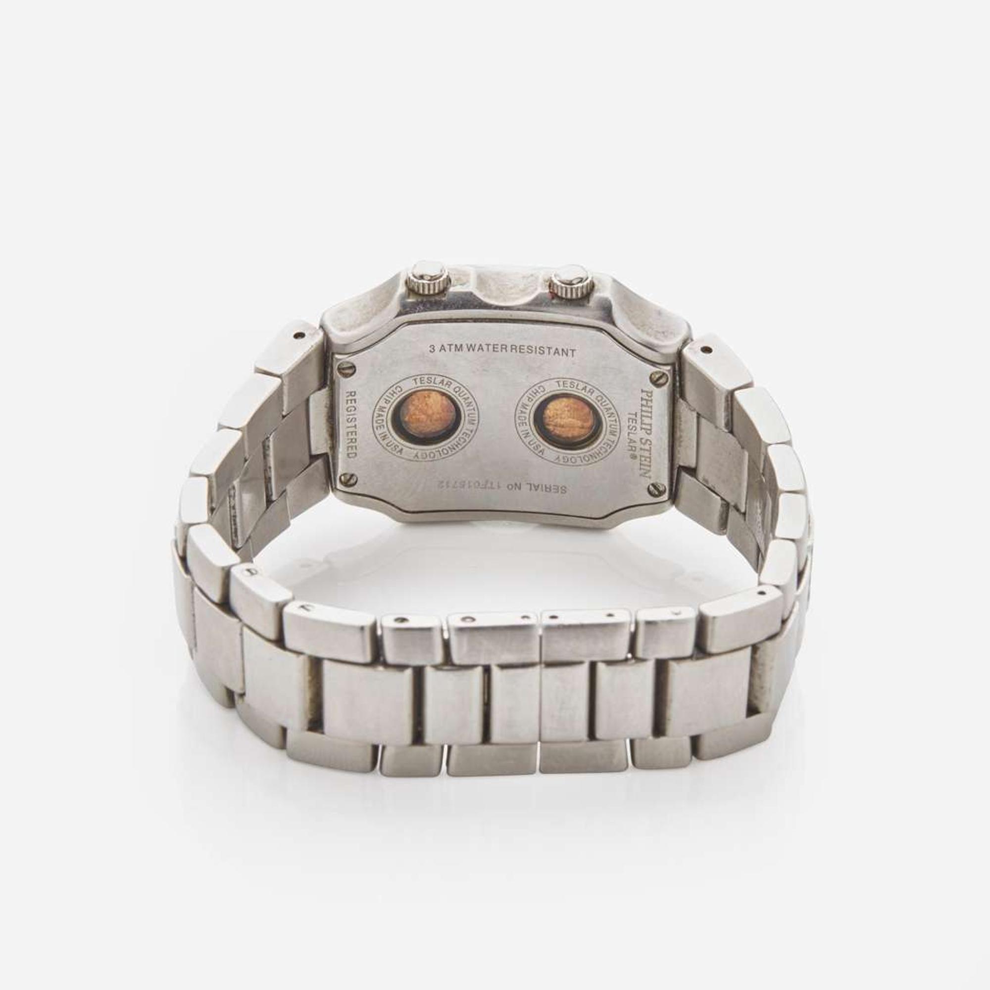 A Philip Stein Teslar Dual Time Zone Diamond Bracelet and Bezel Watch Philip Stein