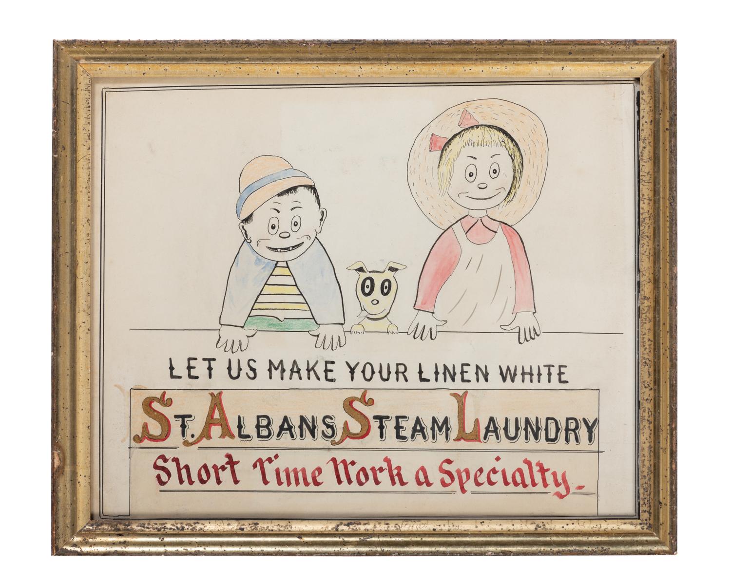 Five Framed Specialty Shop Advertising Hand Colored Prints and Watercolors