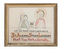 Five Framed Specialty Shop Advertising Hand Colored Prints and Watercolors