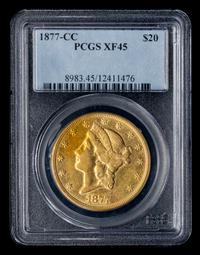 A United States 1877-CC Liberty Head $20 Gold Coin