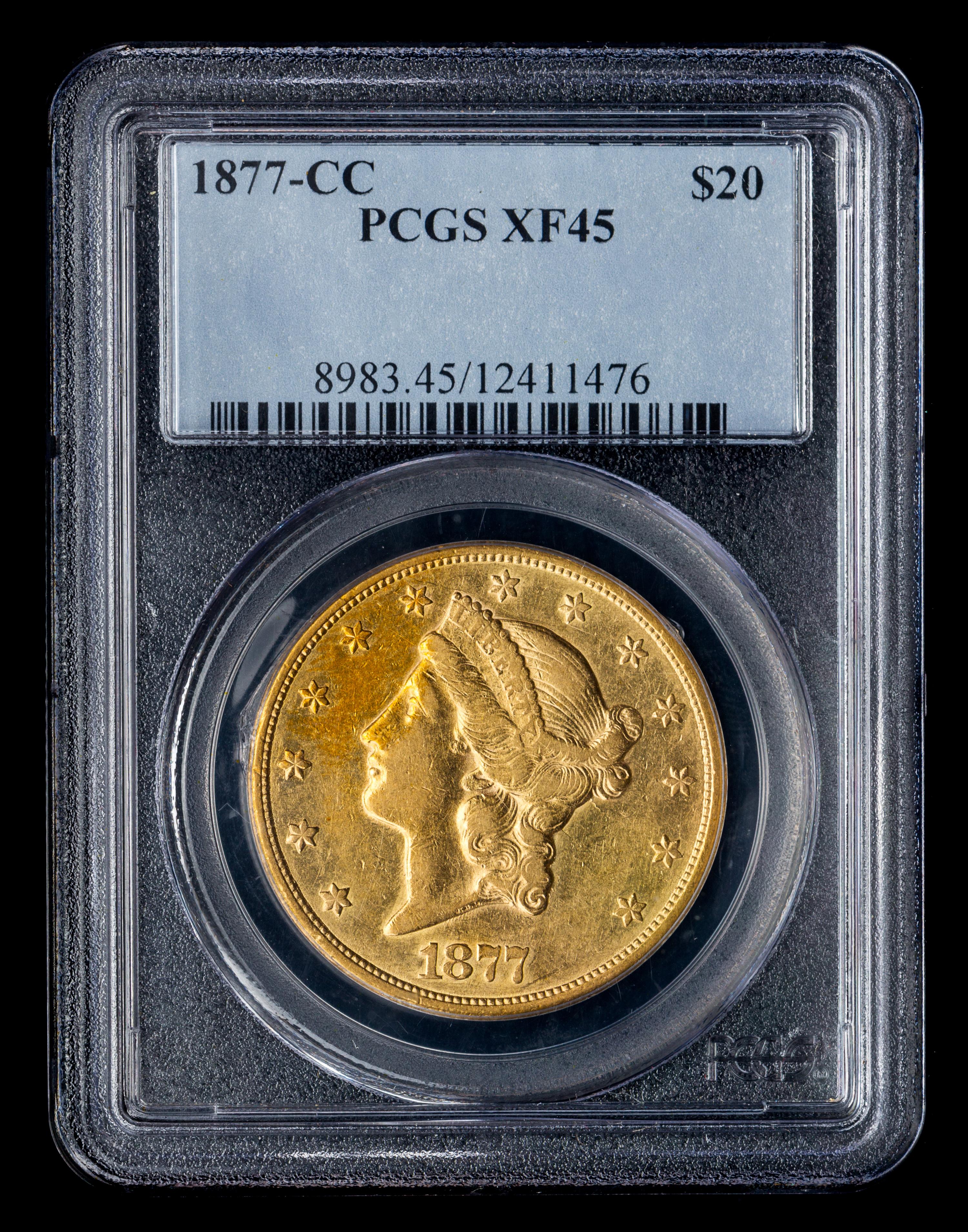 A United States 1877-CC Liberty Head $20 Gold Coin
