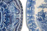 Three Blue Staffordshire Platters