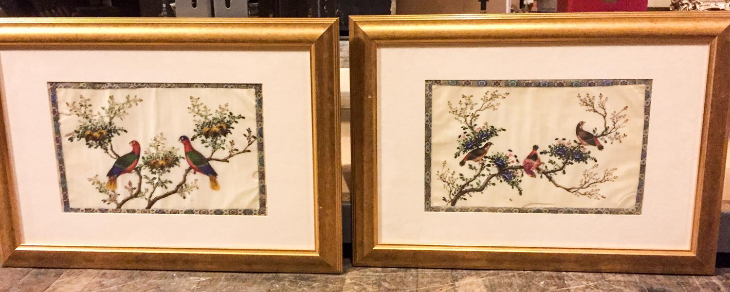 Two Chinese Export Ink and Color on Pith Paintings 8 1/4 x 13 1/4 inches.