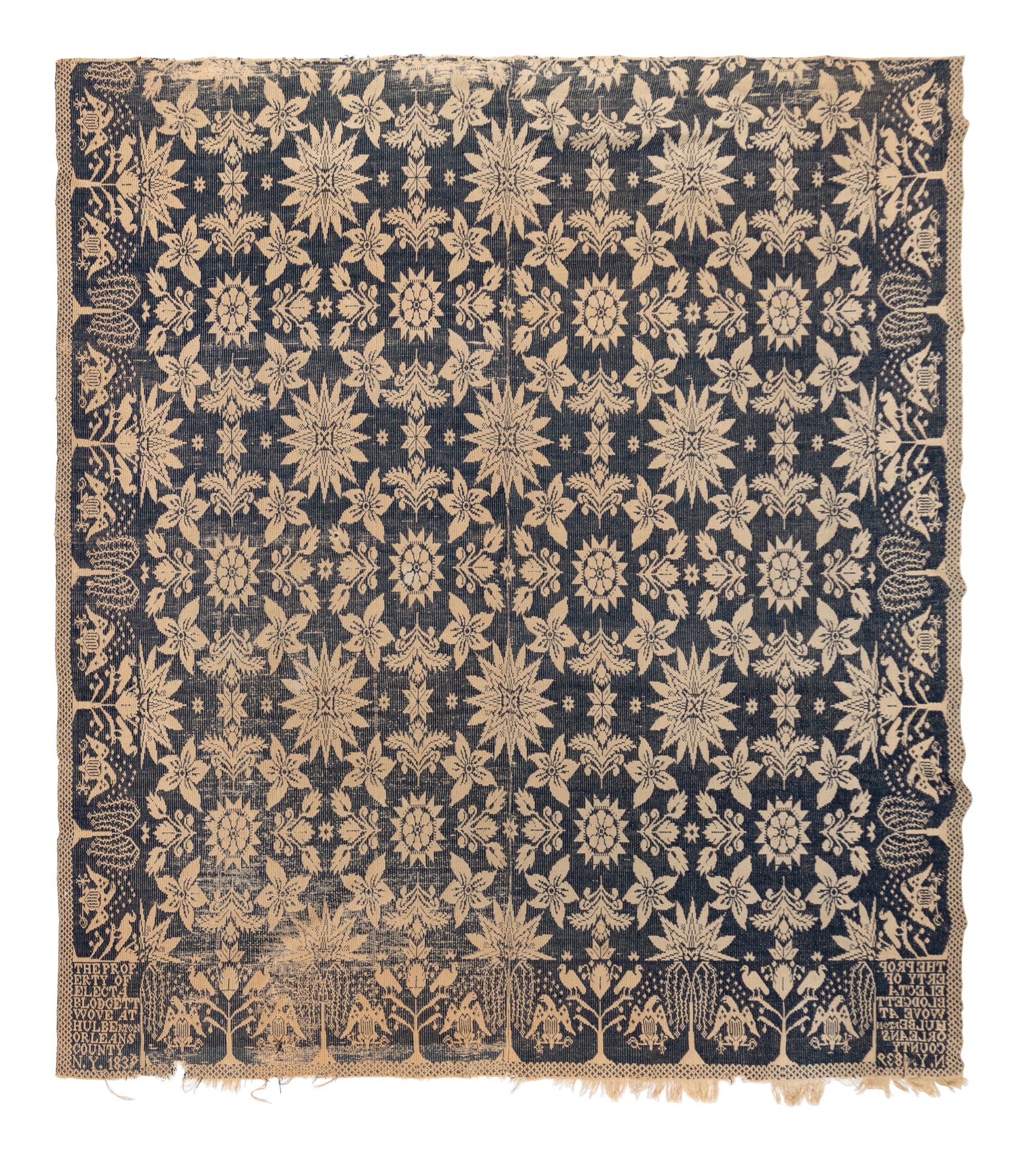 Two Cotton and Wool Jacquard Coverlets