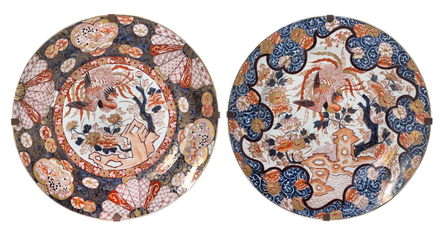 A Large Pair of Imari Porcelain Chargers