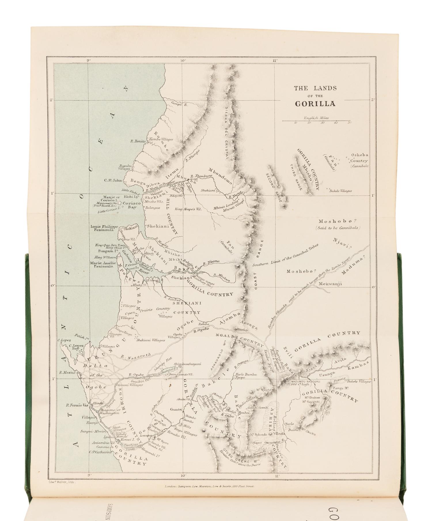 BURTON, Richard Francis, Sir (1821-1890). Two Trips to Gorilla Land and the Cataracts of the Congo . London: Sampson Low, Marston, Low, and Searle, 1876.