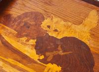 Émile Gallé, Marquetry Tray with Cats