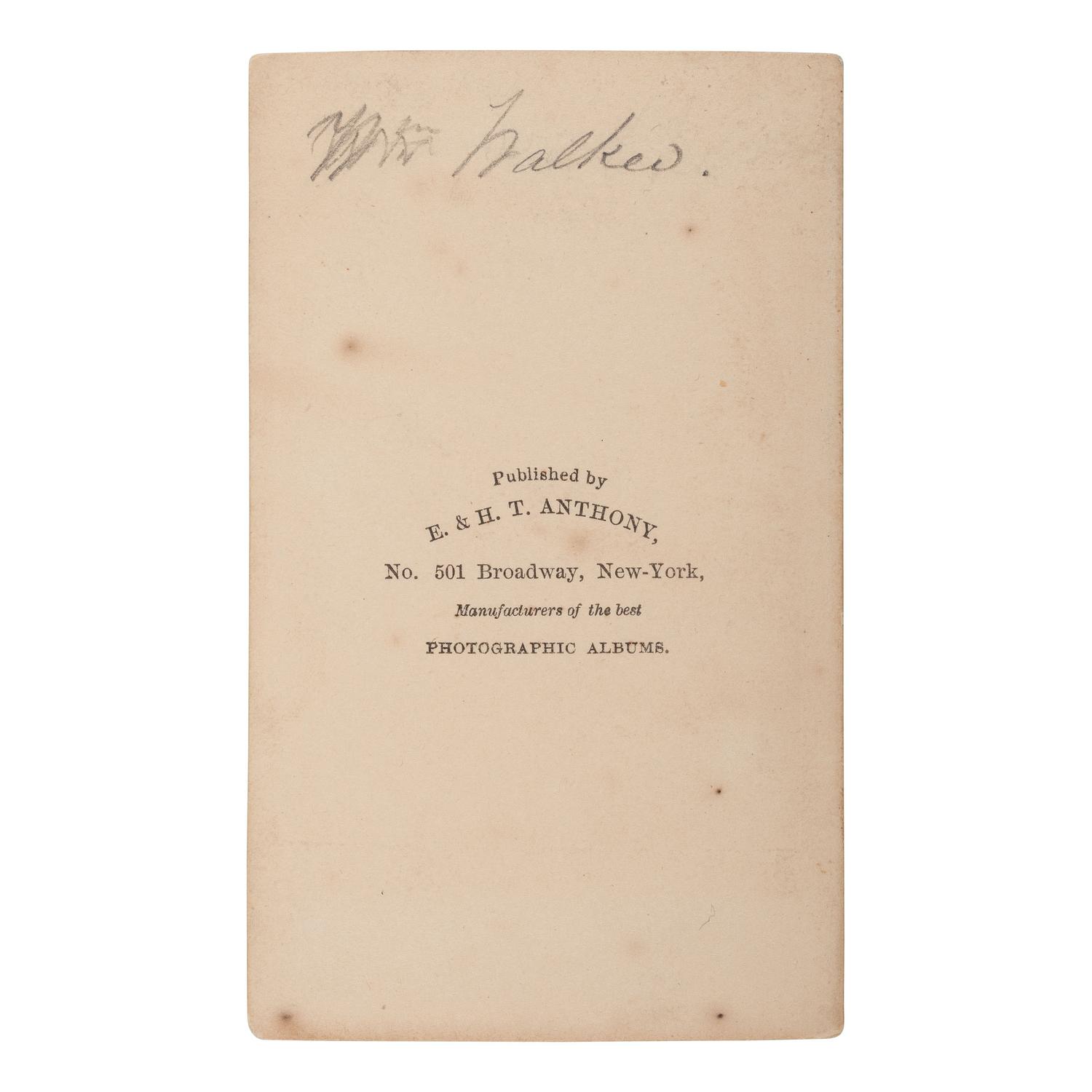[Americana] (Walker, William). Carte de Visite